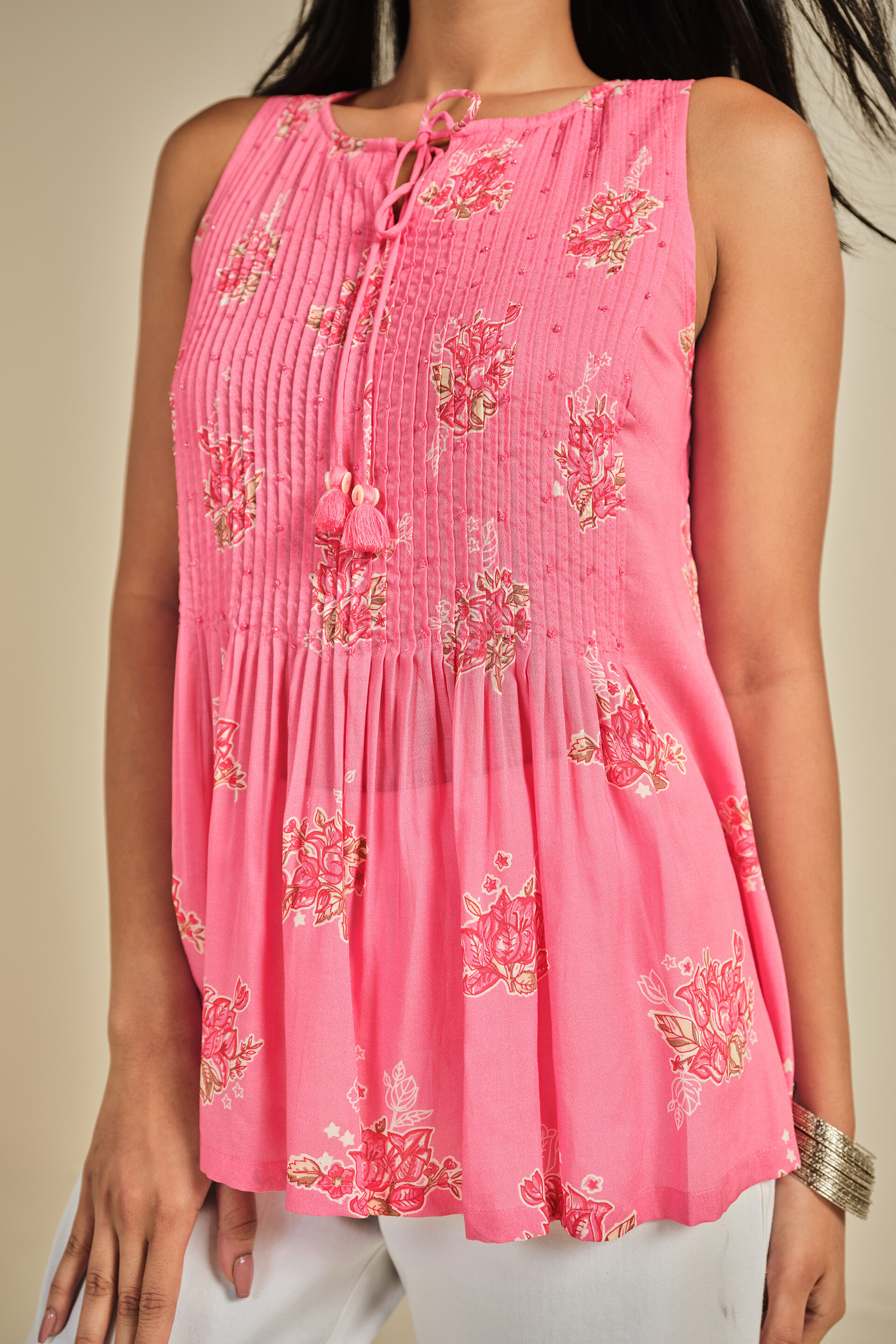 Pataka Floral Modal Top, Pink, image 2